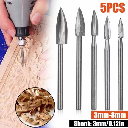 Juego de Rebanadoras Fresa HSS de Grabado para Tallado de Madera, 5pcs