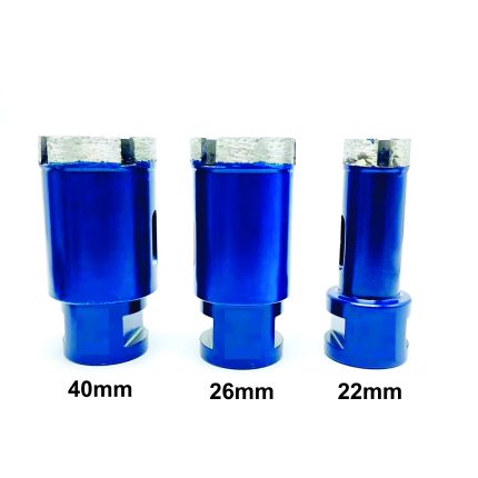 Broca Diamantado Para Amoladora M14  Perfora Granito Mármol Porcelanato Concreto (22+26+40mm) x3pcs