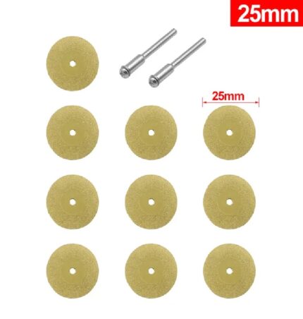 Juego de Mini Disco Diamantado para Cortar Metal-Aluminio-Madera-Pvc -Dremel 25mm x12pcs