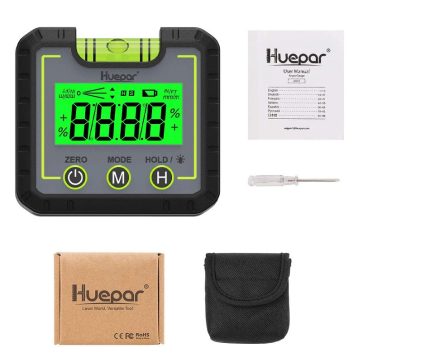 Inclinómetro Digital Medidor de Ángulos Magnéticos Huepar MOD: AG01