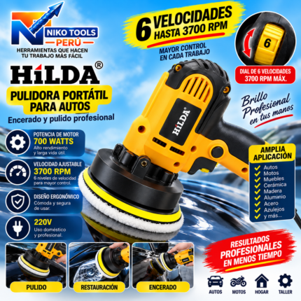Pulidora Orbital Profesional de Coches de 5 pulgadas 700W - Hilda